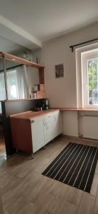 布达佩斯Dorothy apartment near Budapest City Park的一间厨房,内设一个柜台和窗户