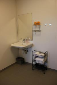 Bø i VesterålenJoker Bø的浴室配有盥洗盆、镜子和毛巾架