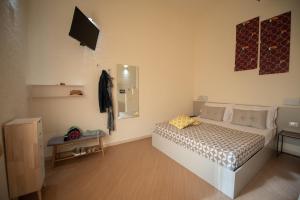 圣维托罗卡波San Vito Accommodations的卧室配有一张床,墙上配有电视。