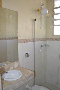 阿雷格里港斯卡拉酒店的一间带水槽和淋浴的浴室