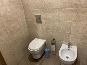 米兰Hotel Stradivari的一间带卫生间和水槽的浴室