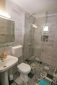 朱庇特Casa Amur的带淋浴、卫生间和盥洗盆的浴室