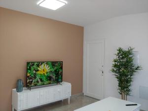 弗龙特拉CASA MIRAMAR FRONTERA的客厅配有白色橱柜上的平面电视