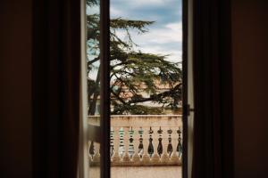 基安奇安诺泰尔梅怡东大酒店的从窗户可欣赏到围栏的景色