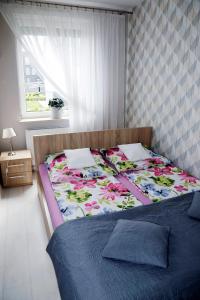 乌涅尤夫Apartament Teresa w Uniejowie的卧室内的一张大床,设有窗户