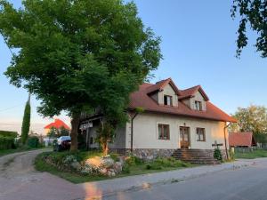 新古提Agroturystyka u Królów的街道边有树的房子