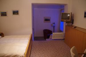 格奥尔格斯马林许特Hotel Herrenrest的一间酒店客房,配有一张床和一台电视
