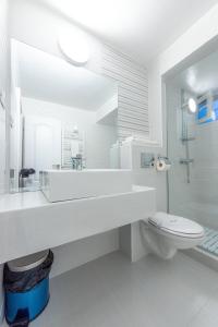 德罗贝塔-塞维林堡Casa Budulan的白色的浴室设有水槽和卫生间。