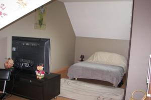 阿尔克拉巴泰勒阿奎斯希尔住宿加早餐酒店的一间卧室配有一张床和镜子