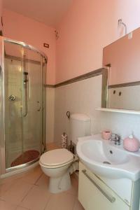 西维尔诺瓦·马尔凯B&B Milù的浴室配有卫生间、淋浴和盥洗盆。