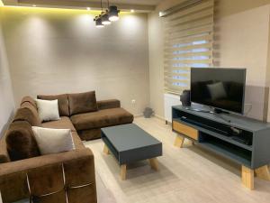 特里卡拉Petite Luxury Urban House的带沙发和平面电视的客厅