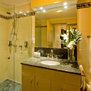 悉尼达令港逍遥游酒店的一间带水槽和淋浴的浴室