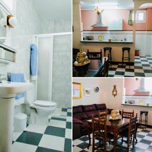 安度亚尔La Isabelita的浴室和客厅的两张照片