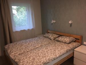 Bīriņi"Ziedkalni"的一间小卧室,配有床和窗户