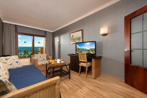 福恩吉罗拉IPV宫殿Spa酒店 - 推荐成人入住的客厅配有沙发和书桌及电视