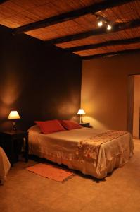 蒂诺加斯塔Casagrande Hotel de Adobe的一间卧室配有一张带两盏灯的床。