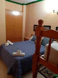 阿尔豪林德拉托里埃尔巴蒂奥旅馆的一间卧室配有带毛巾的床