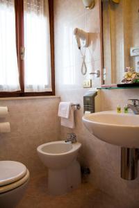 蒙特普齐亚诺Hotel Ristorante Tre Stelle的一间带卫生间和水槽的浴室