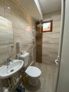 斯科普里Motel Atika的浴室配有白色卫生间和盥洗盆。