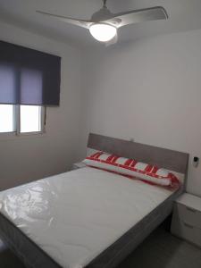阿尔么丽亚COSTA DE ALMERIA PLAYA的一间卧室配有一张带红色枕头的床