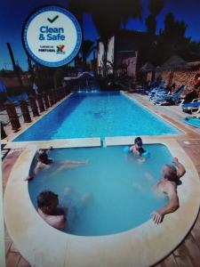 佩拉波拉波拉别墅酒店的一群人在游泳池游泳