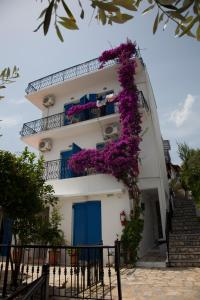 斯基亚索斯镇Villa Nina的一座花朵紫色的建筑