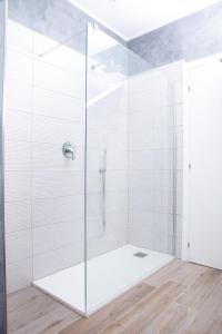 维拉诺瓦La MaGiA di Villa的浴室里设有玻璃门淋浴