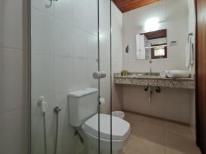 弗洛里亚诺波利斯Pousada Ilha dos Anjos的一间带卫生间和水槽的浴室