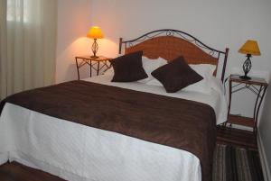 圣克鲁兹佩提特维多旅馆的一间卧室配有一张大床和两盏灯