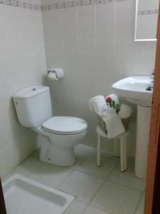 滨海托萨迈阿密酒店的白色的浴室设有卫生间和水槽。