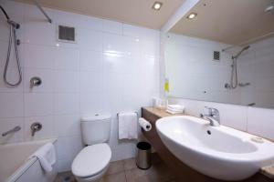 奥克兰奥克兰机场智选假日酒店的一间带水槽、卫生间和镜子的浴室