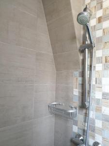 多维尔le castor的浴室内配有淋浴和头顶淋浴