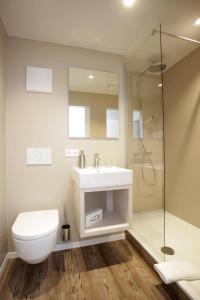 Albershausen斯特恩酒店的浴室配有卫生间、盥洗盆和淋浴。