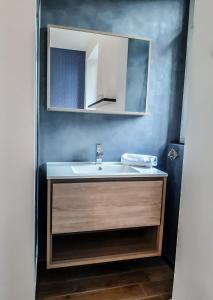 安锡Suite & Lake - Proche du Lac d'Annecy的一间带水槽和镜子的浴室