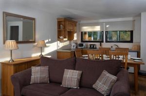 阿伯费尔迪莫尼斯度假村的带沙发的客厅和厨房