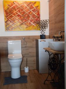 门希霍夫Auszeit by Kirschner的浴室配有白色卫生间和盥洗盆。