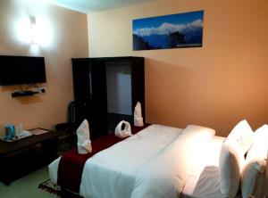 甘托克Bankhim Residency (Parking available)的酒店客房,配有床和电视