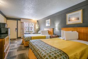 新坎伯兰哈里斯堡赫希南苏格兰汽车旅馆的酒店客房设有两张床和电视。