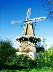 阿姆斯特丹H58民宿的旧风车坐在田野顶上