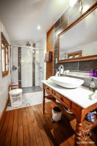 第戎乐珀蒂泰尔特尔公寓的一间带水槽和大镜子的浴室