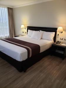拉塞雷纳地亚哥阿尔马格罗拉塞雷纳酒店的一间位于酒店客房内的带大床的卧室