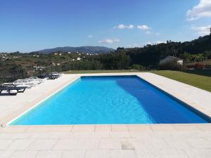 比索达雷加Quinta da Portelada的后院的蓝色海水游泳池