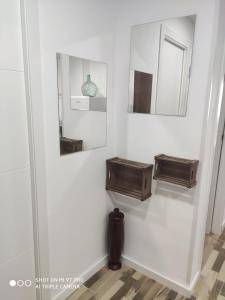 阿尔么丽亚La Burbuja的浴室设有两个水槽,墙上设有镜子