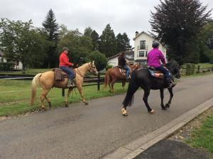 希尼La Hotteuse的一群骑马的人在街上骑着马