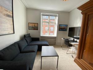 哥本哈根PSG 23 - Short Stay Apartments by Living Suites的带沙发和电视的客厅