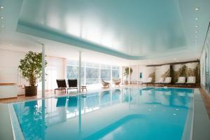 达米尔斯高亮酒店的大楼里一个蓝色的大泳池