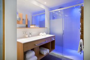达米尔斯高亮酒店的一间带水槽和玻璃淋浴的浴室