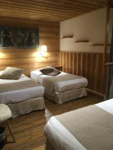 拉普德兹阿祖尔阿尔卑斯酒店的一间酒店客房,内有三张床