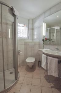 萨斯费豪斯香格里拉公寓的浴室配有卫生间、盥洗盆和淋浴。