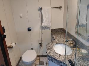 巴西利亚Condomínio Metropolitan - Centro de Brasília A216A的一间带卫生间和水槽的浴室